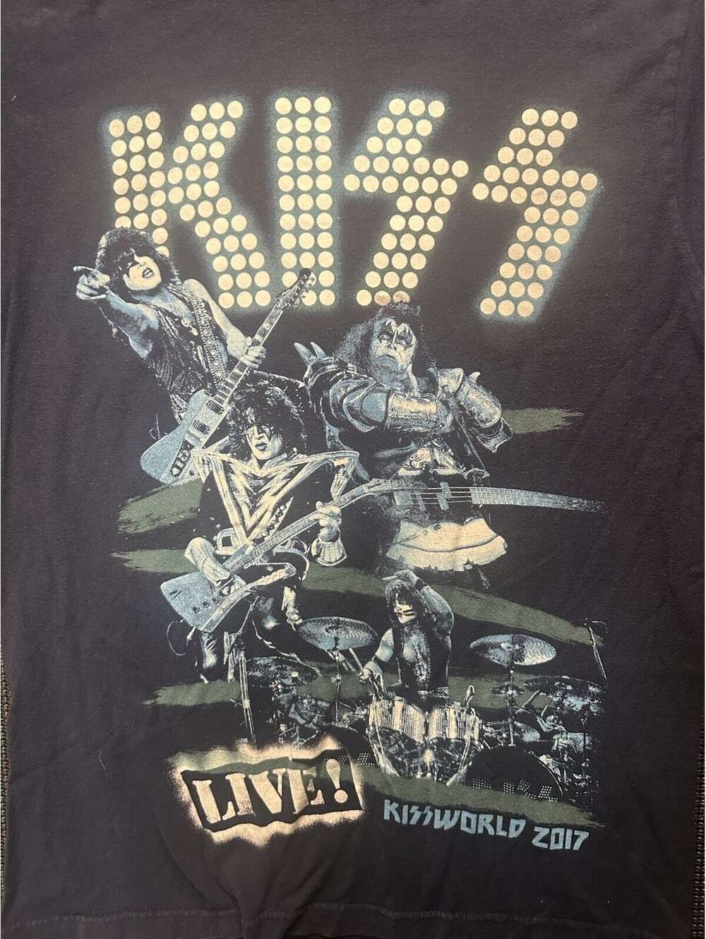 KISS KISSWorld 2017 Live Tour Band T Shirt Black Graphic Double Sided